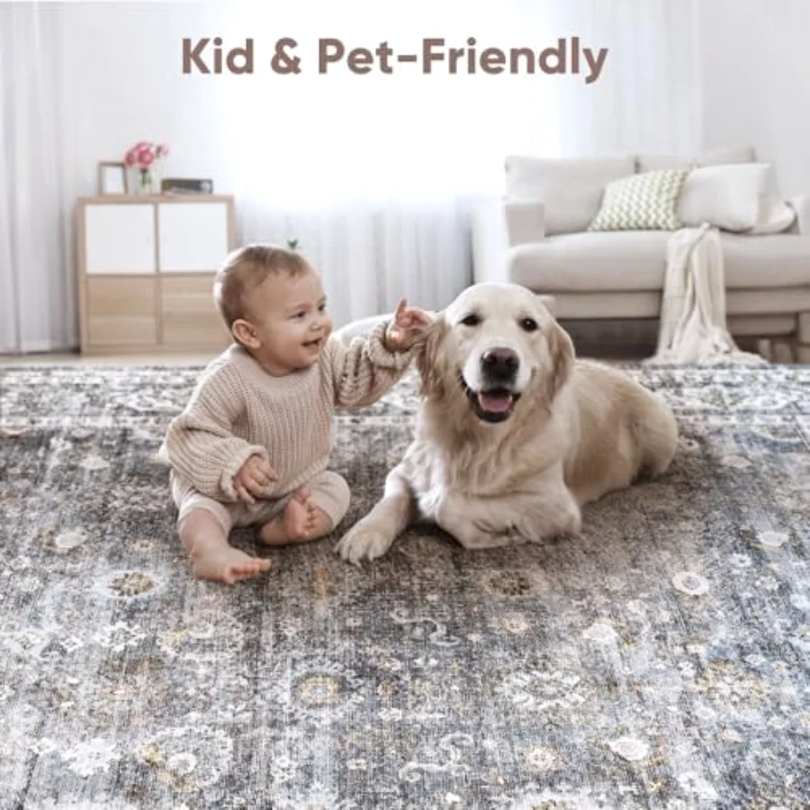 Boho Vintage Area Rug, Grey 8' × 10', view 5