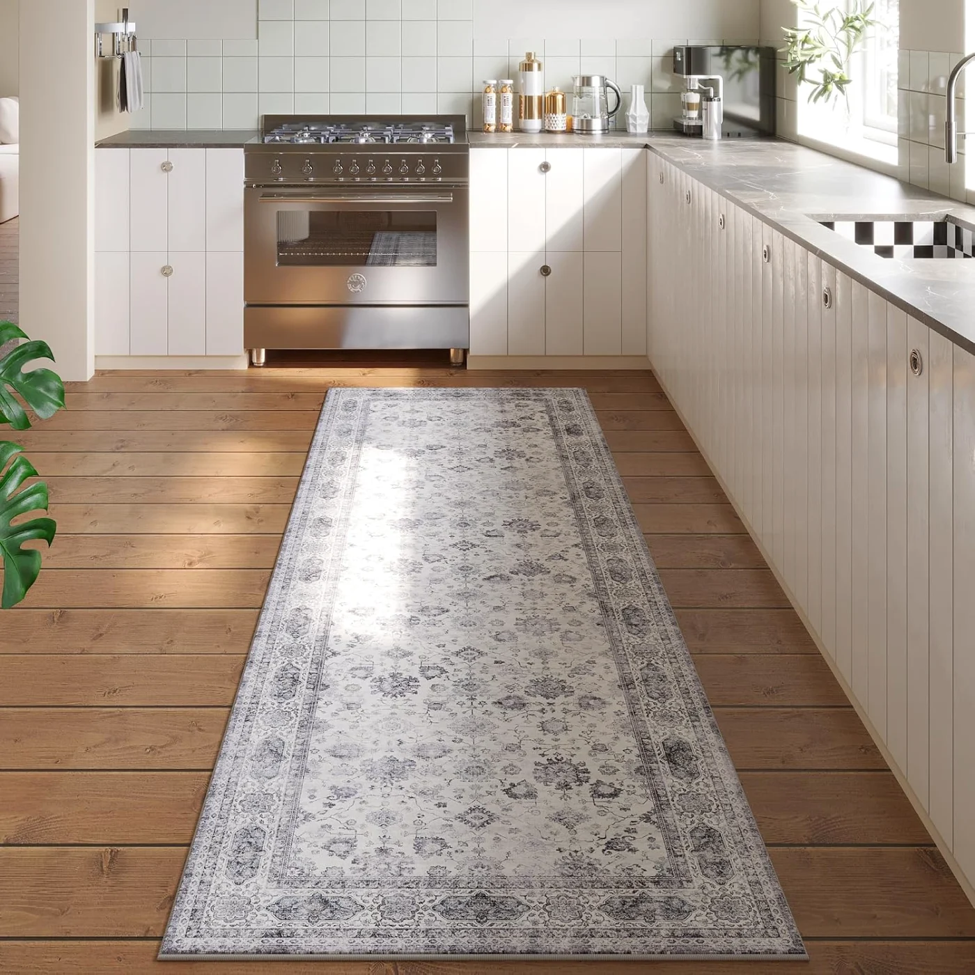 Boho Vintage Runner, Ivory 2'7" × 8'