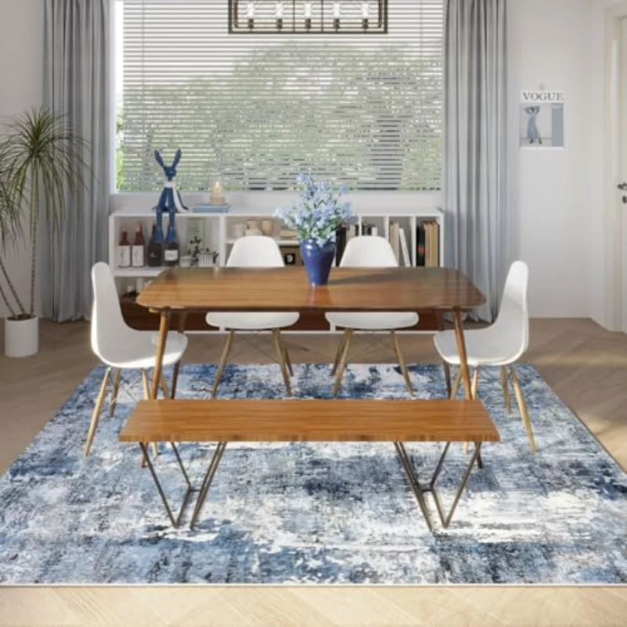 Abstract Area Rug, Blue 6' × 9', view 5