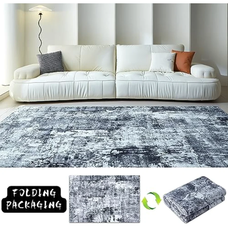 Abstract Area Rug, Grey 5' × 7', view 5