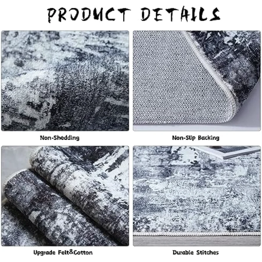 Abstract Area Rug, Grey 5' × 7', view 6
