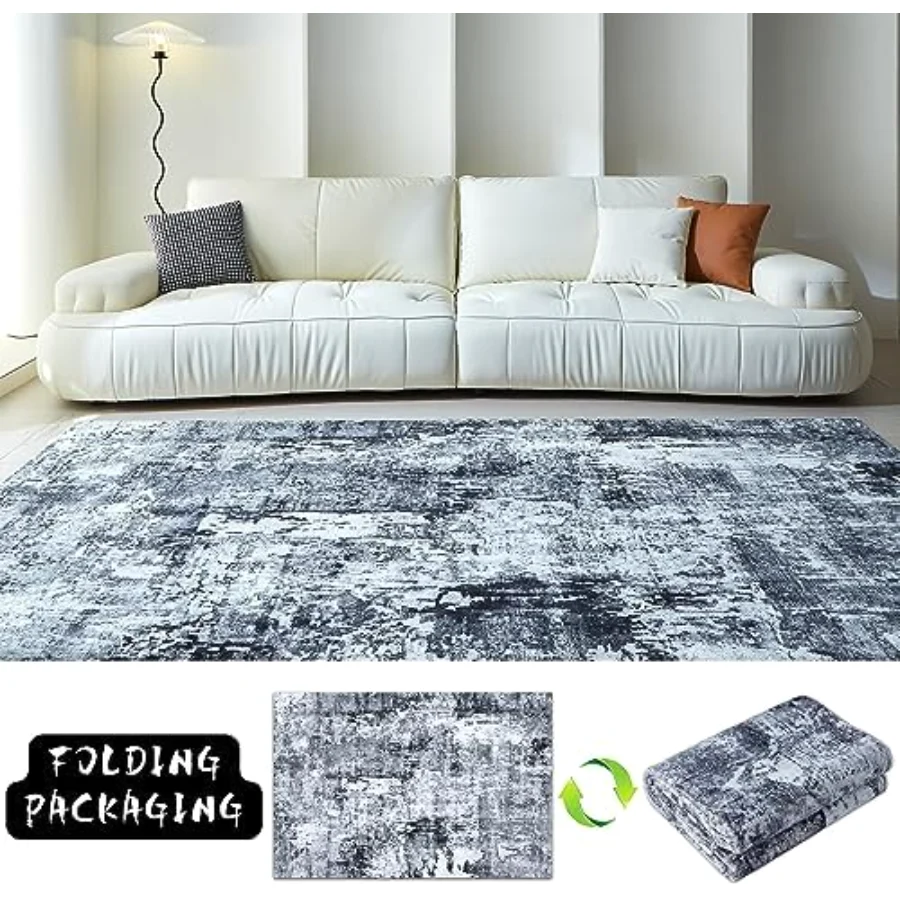 Abstract Area Rug, Grey 6' × 9', view 5