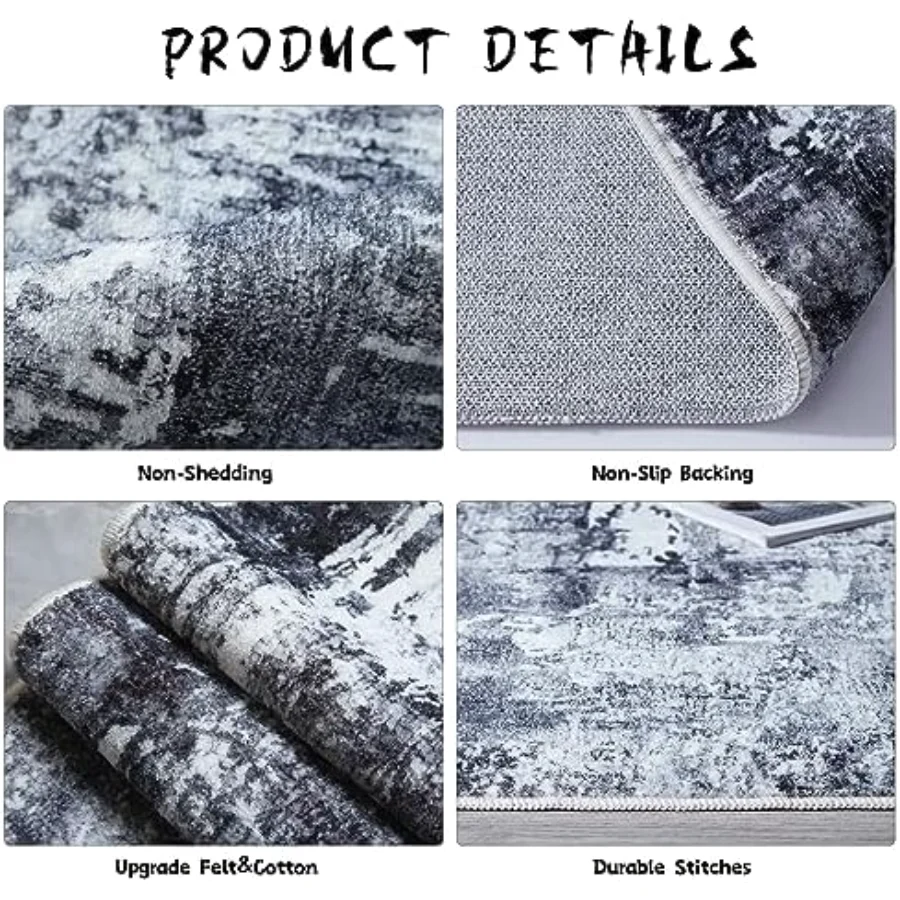 Abstract Area Rug, Grey 6' × 9', view 6