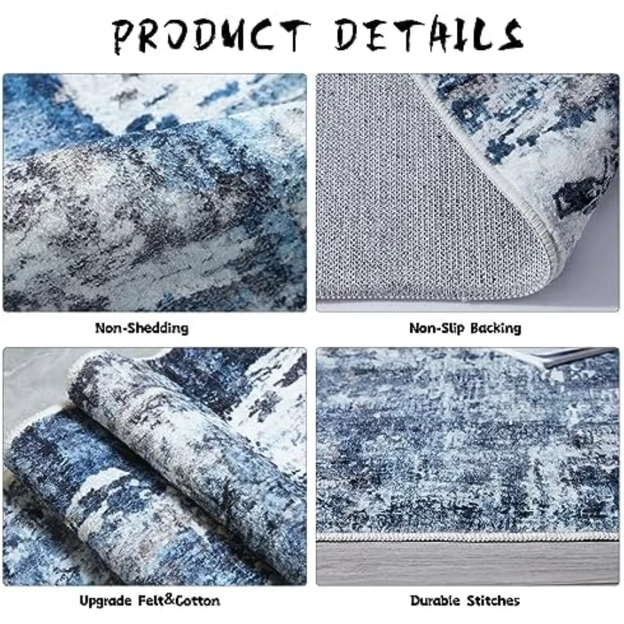 Abstract Area Rug, Blue 5' × 7', view 6