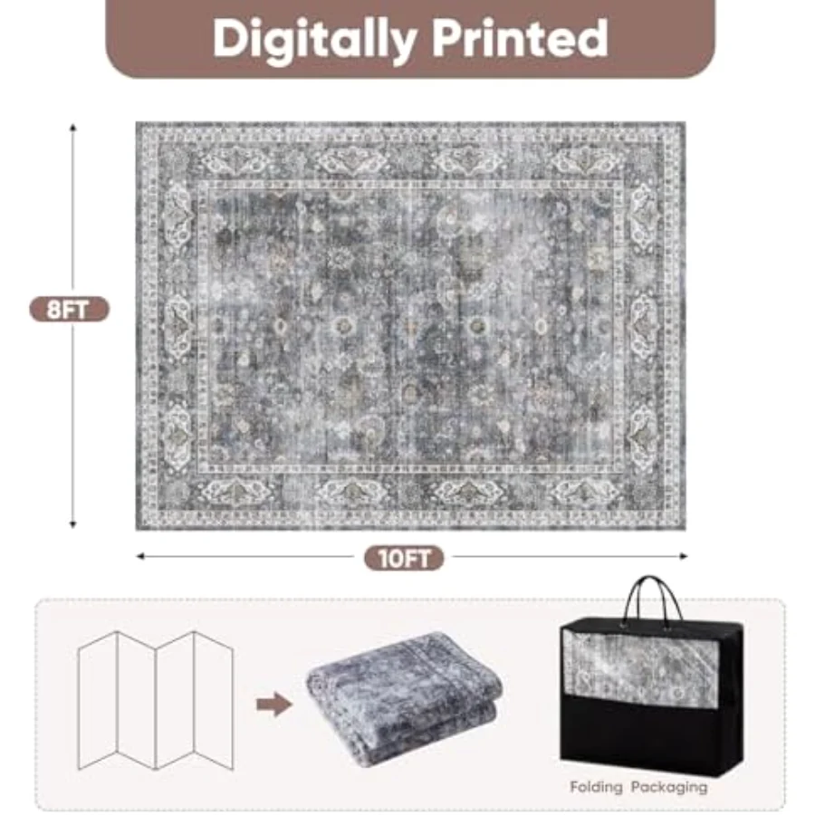 Boho Vintage Doormat, Grey 2' × 3', view 2