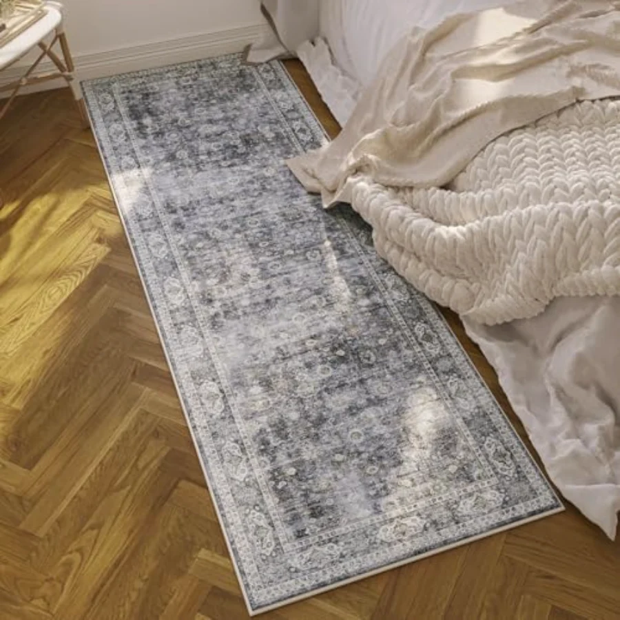 Floral Runner, Grey 2' × 6', view 6