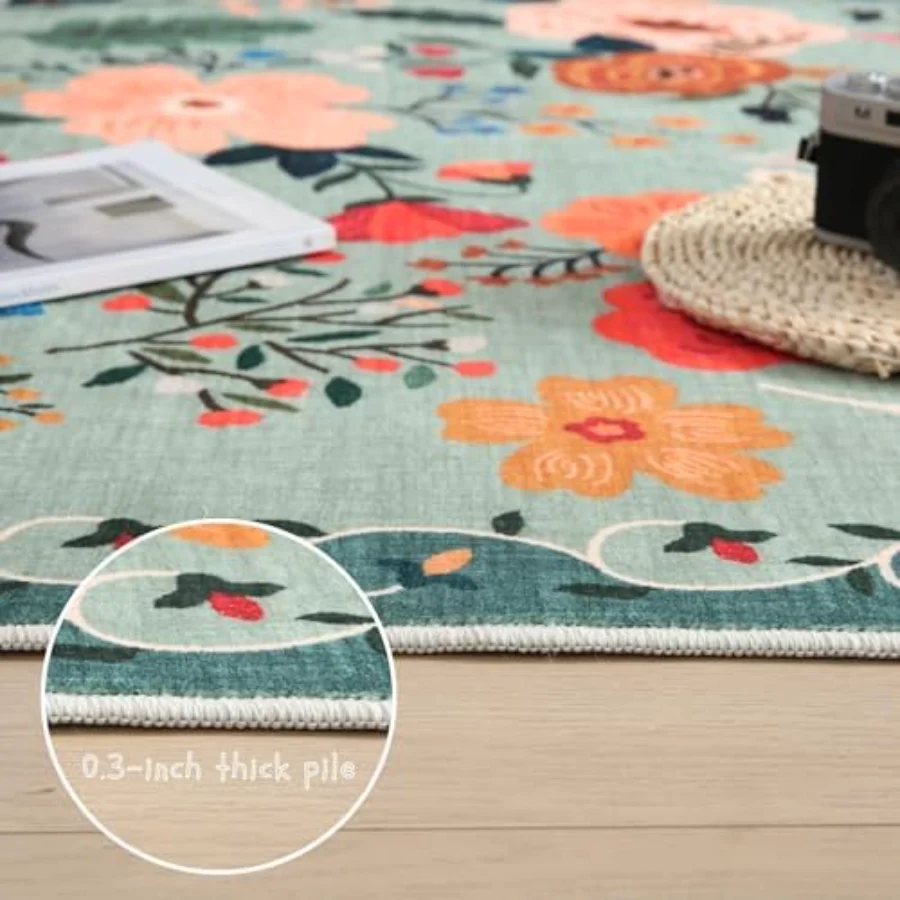Floral Runner, Green 2'7" × 8', view 4