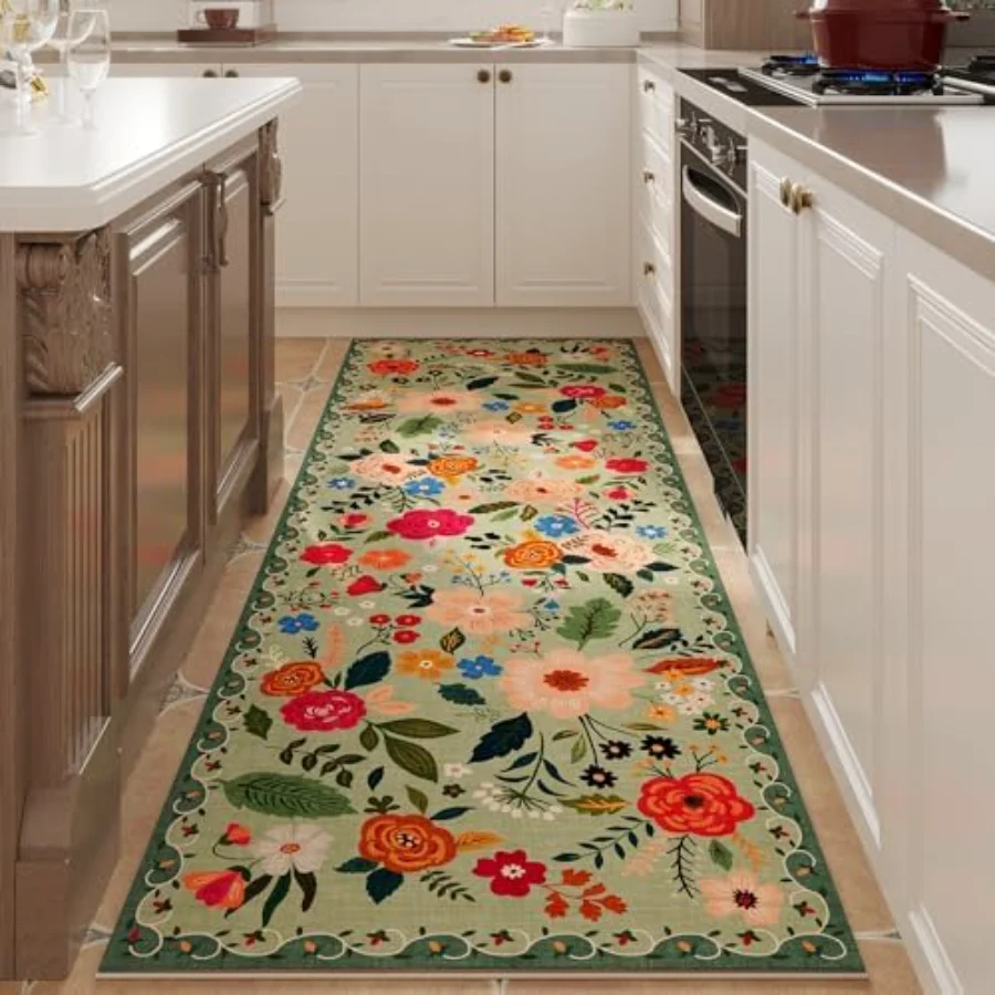 Floral Area Rug, Green 9' × 12', view 2