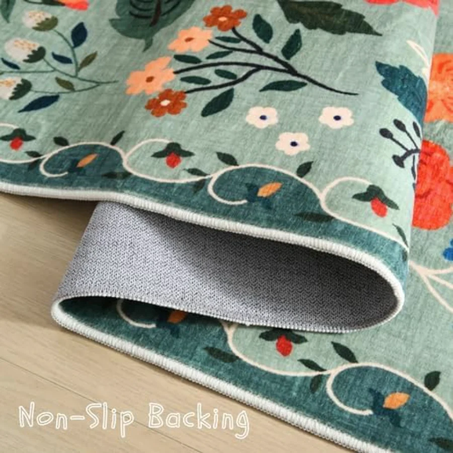 Floral Area Rug, Green 5' × 7', view 5