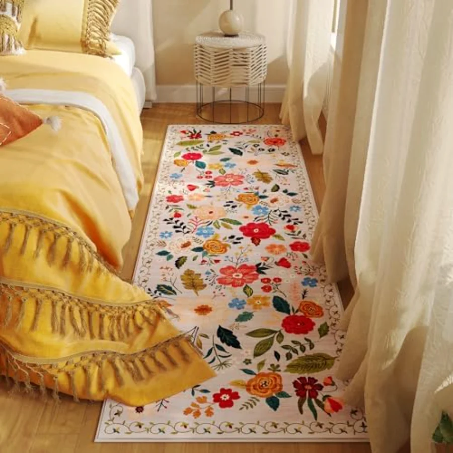 Floral Runner, Beige 2' × 6', view 5