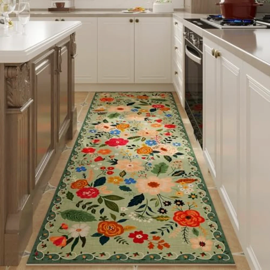 Floral Area Rug, Green 3' × 5', view 2