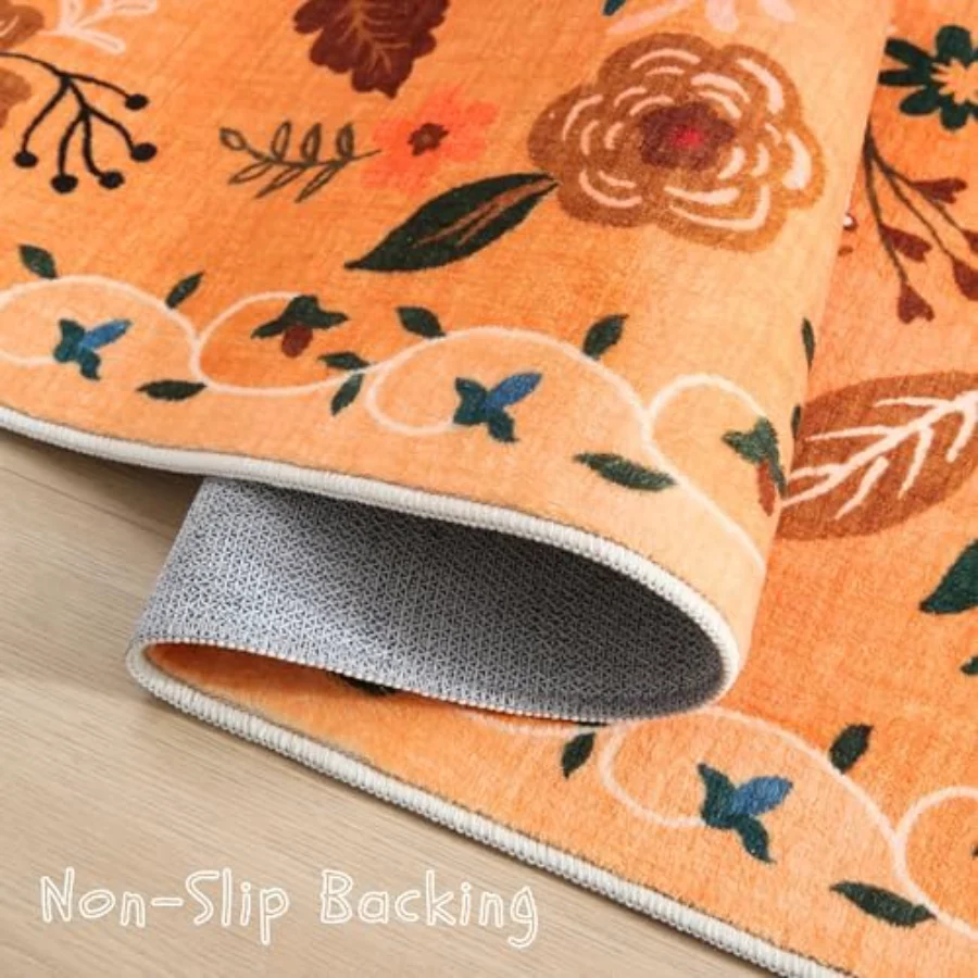 Floral Area Rug, Yellow 6' × 9', view 6
