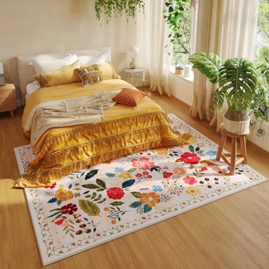 Floral Area Rug, Beige 8' × 10', view 4
