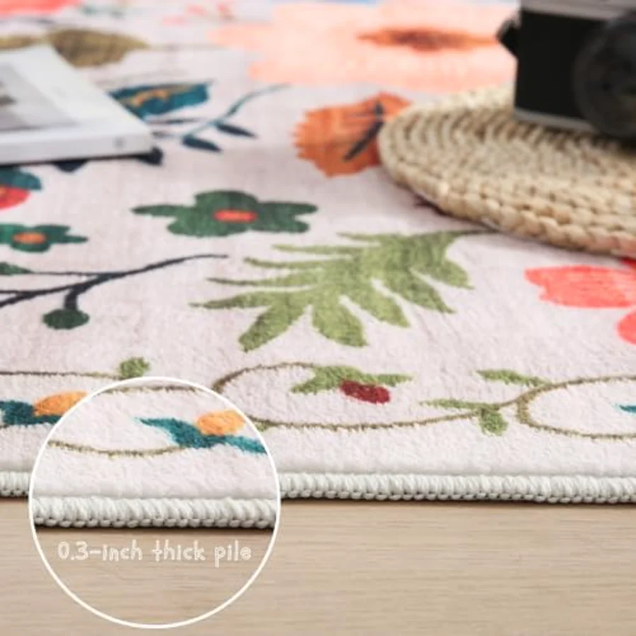 Floral Doormat, Beige 2' × 3', view 4