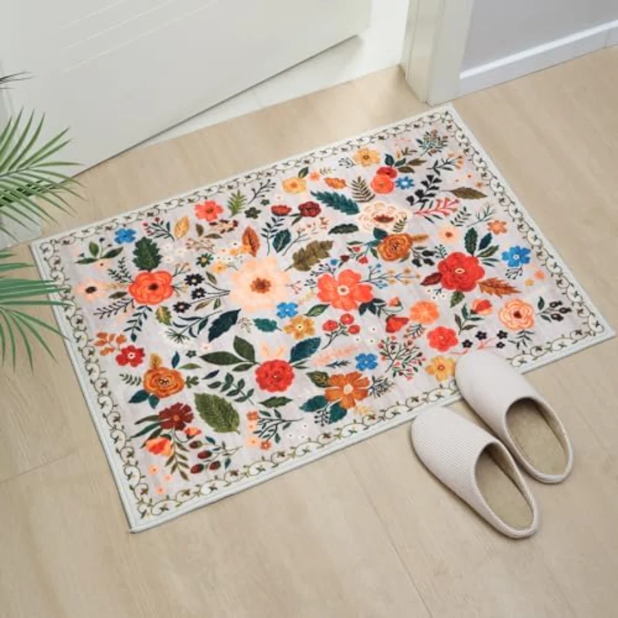 Floral Doormat, Beige 2' × 3', view 6