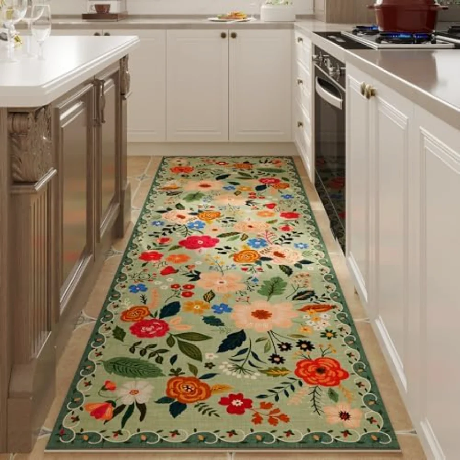 Floral Area Rug, Green 8' × 10', view 2
