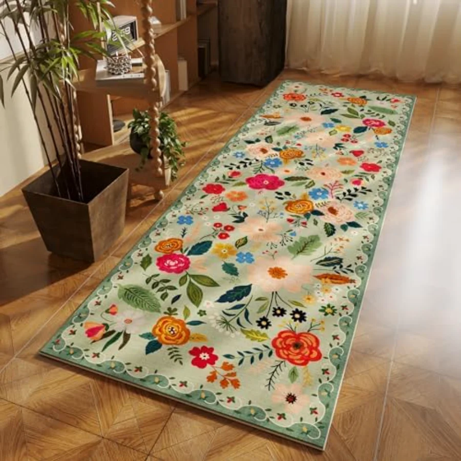 Floral Area Rug, Green 8' × 10', view 6