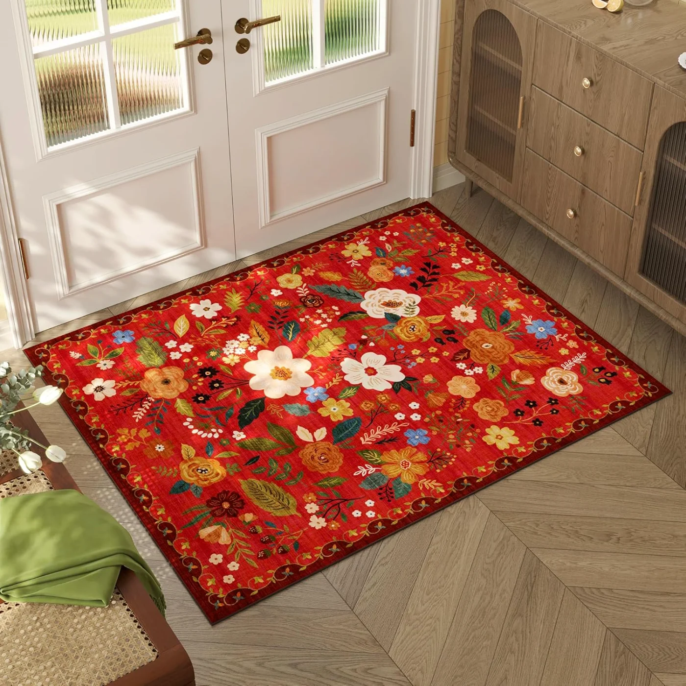 Floral Runner, Red 2'7" × 8'