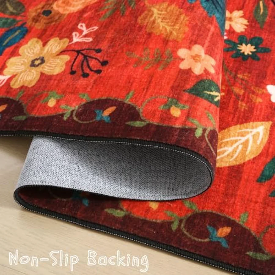 Floral Runner, Red 2'7" × 8', view 3