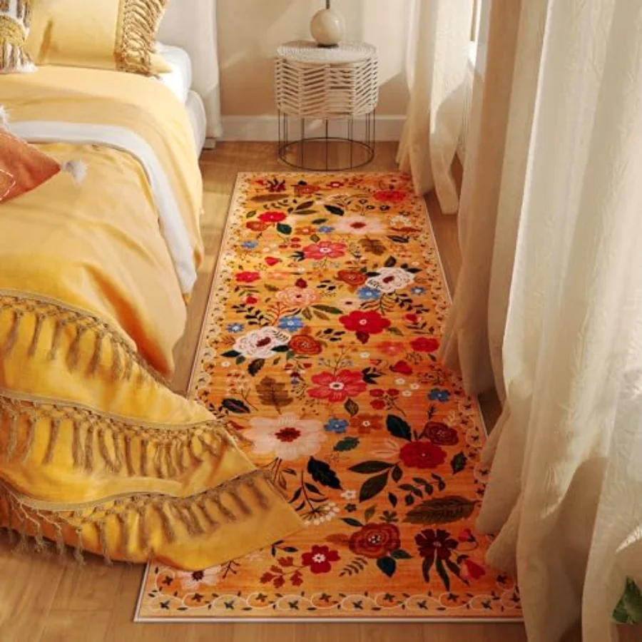 Floral Runner, Yellow 2'7" × 8', view 5