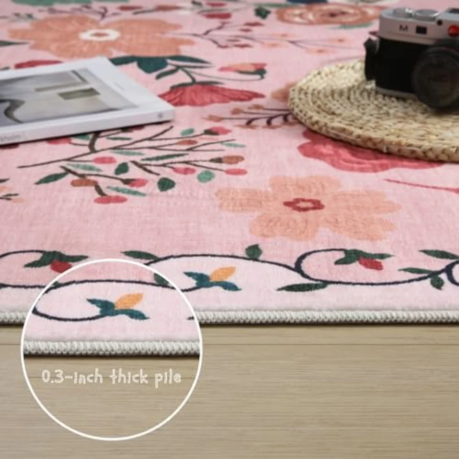 Floral Doormat, Pink 2' × 3', view 4