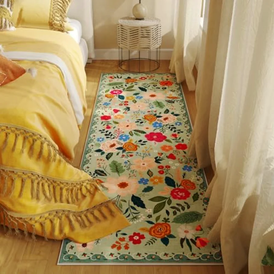 Floral Runner, Green 2' × 10', view 3