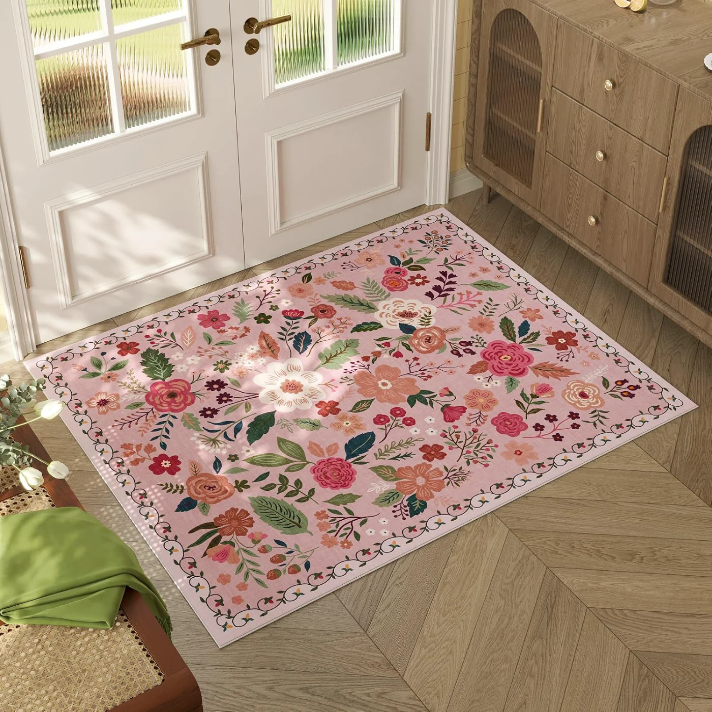 Floral Runner, Pink 2' × 10'