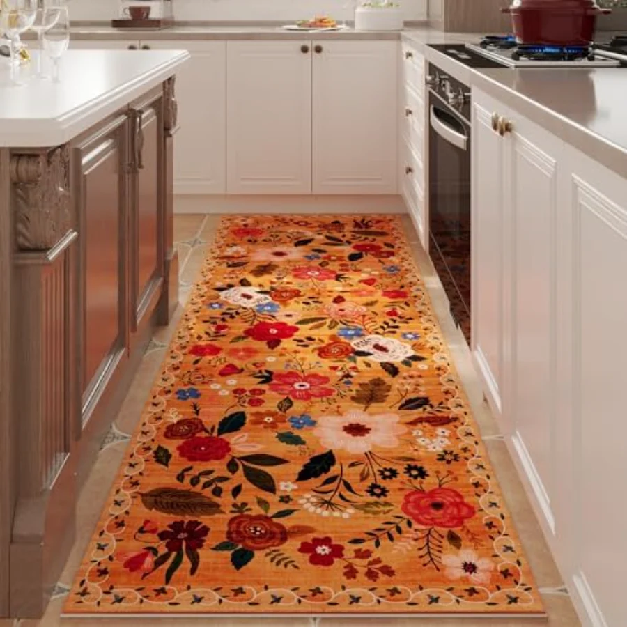 Floral Area Rug, Yellow 8' × 10', view 2