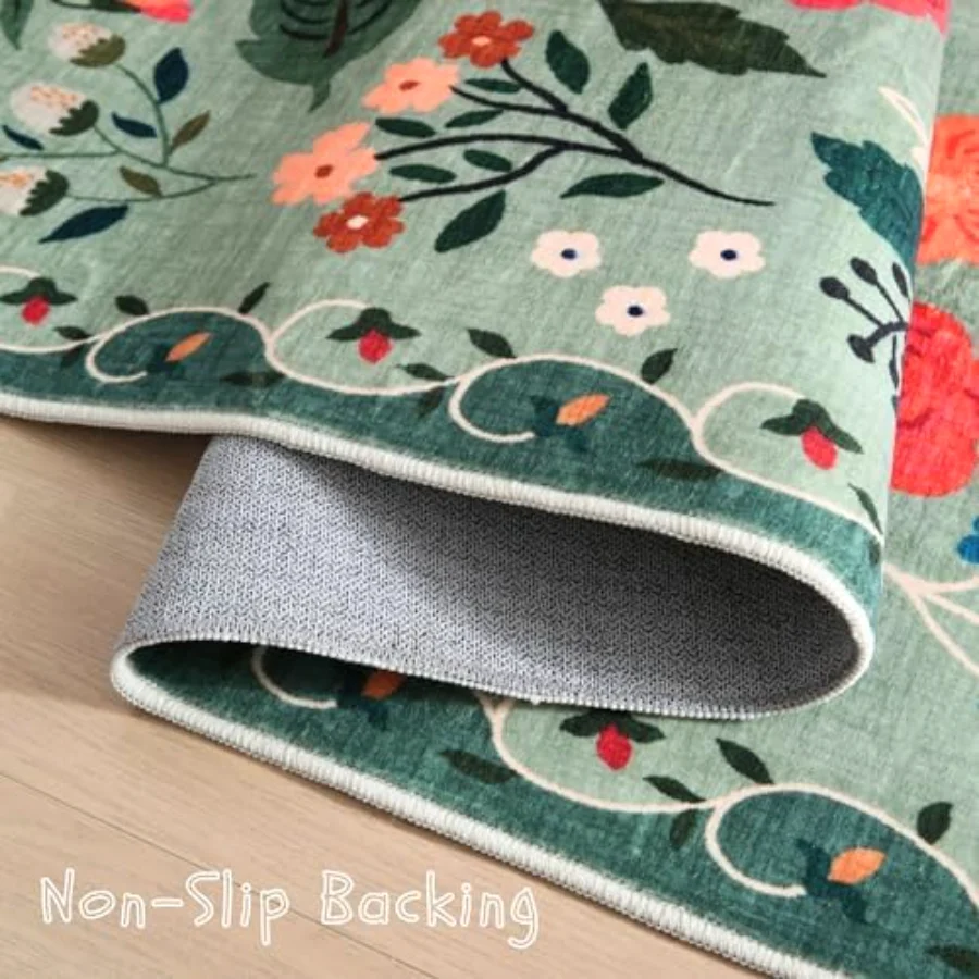 Floral Area Rug, Green 4' × 6', view 5