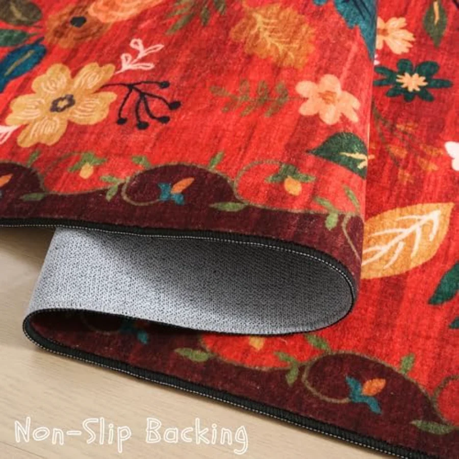 Floral Doormat, Red 2' × 3', view 3