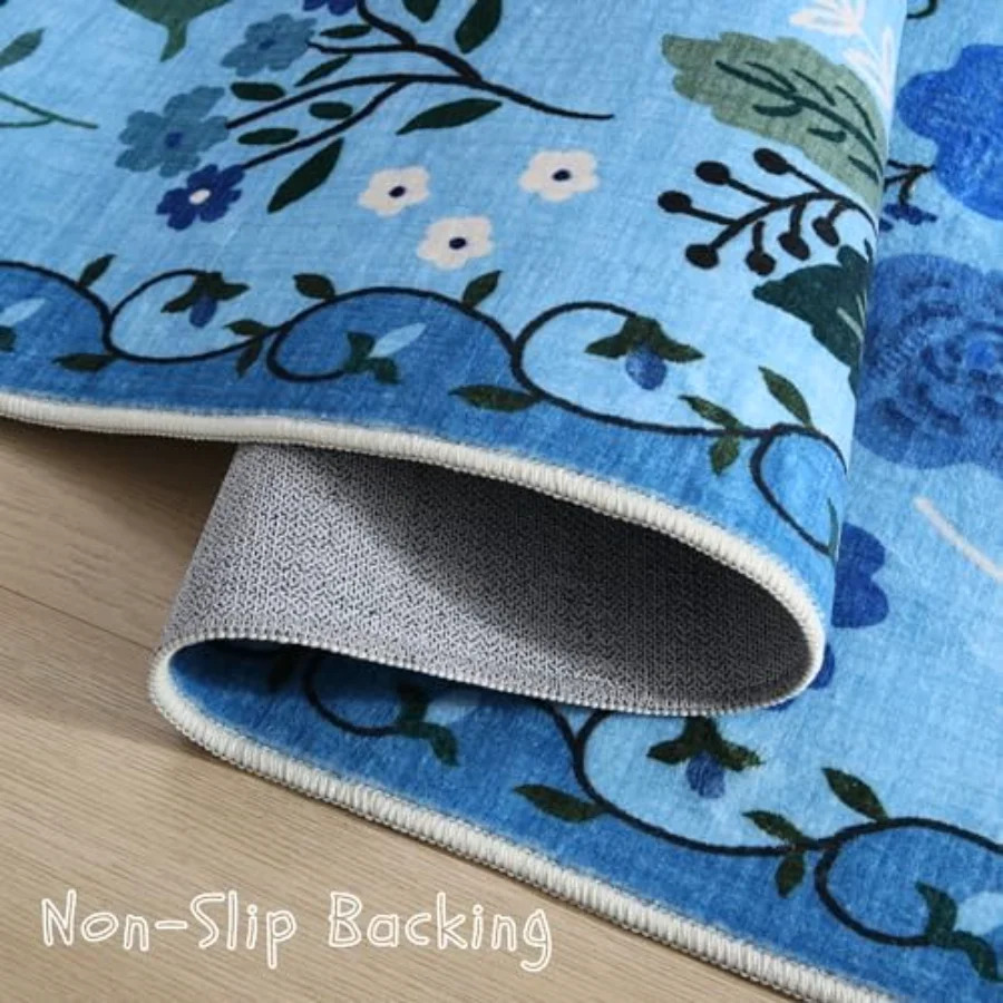 Floral Runner, Blue 2'7" × 8', view 3