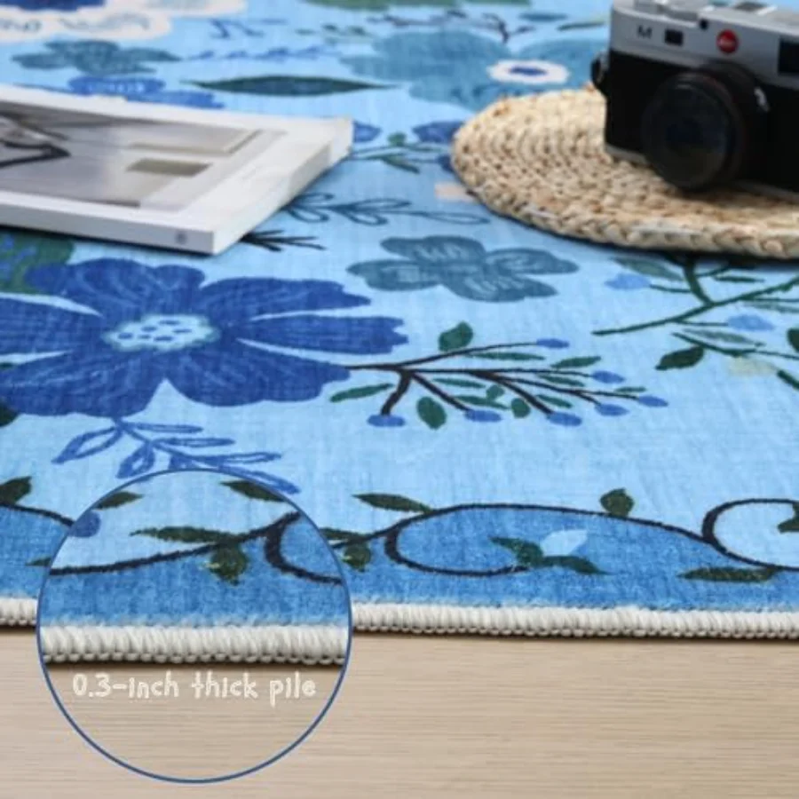 Floral Runner, Blue 2'7" × 8', view 4