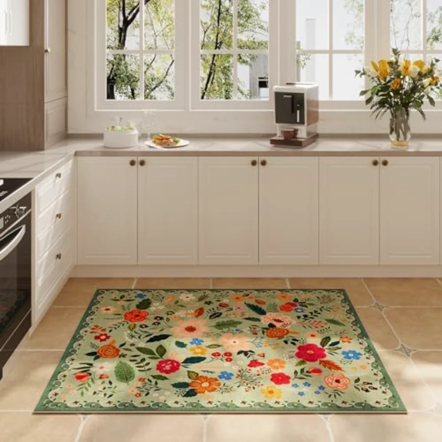 Floral Doormat, Green 2' × 3', view 5