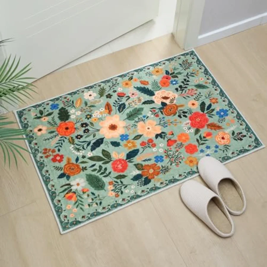 Floral Doormat, Green 2' × 3', view 6