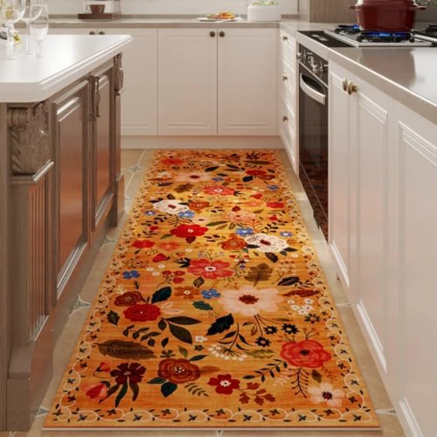 Floral Runner, Yellow 2' × 6', view 2