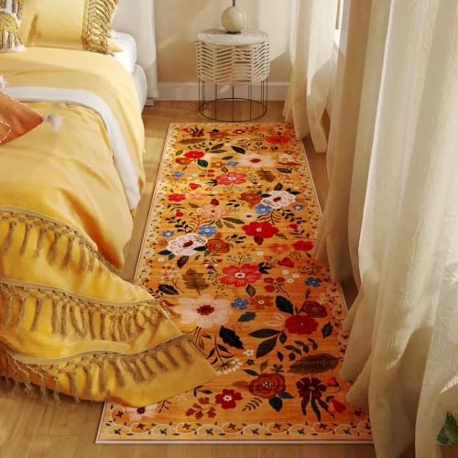 Floral Runner, Yellow 2' × 6', view 4