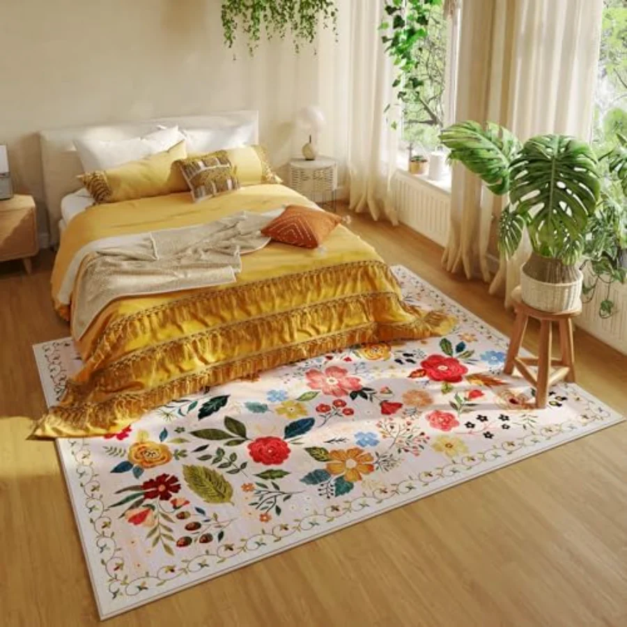 Floral Area Rug, Beige 9' × 12', view 4