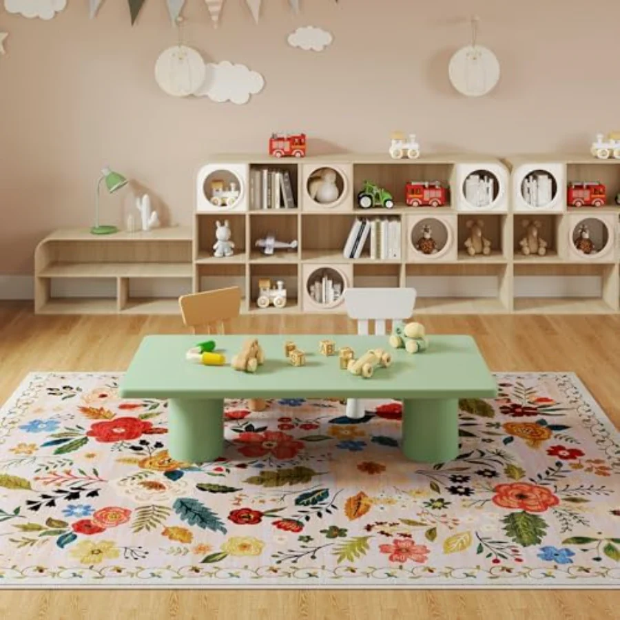 Floral Area Rug, Beige 9' × 12', view 6