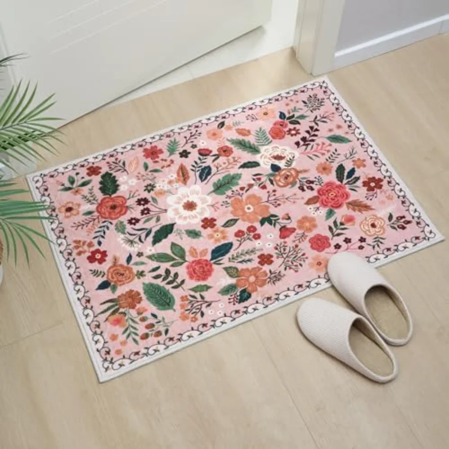 Floral Area Rug, Pink 4' × 6', view 6