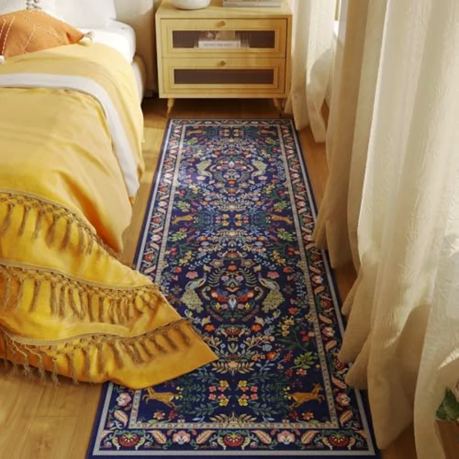 Floral Runner, Blue 2' × 6', view 4