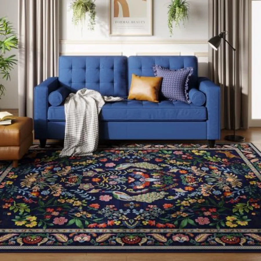 Floral Runner, Blue 2' × 10', view 5
