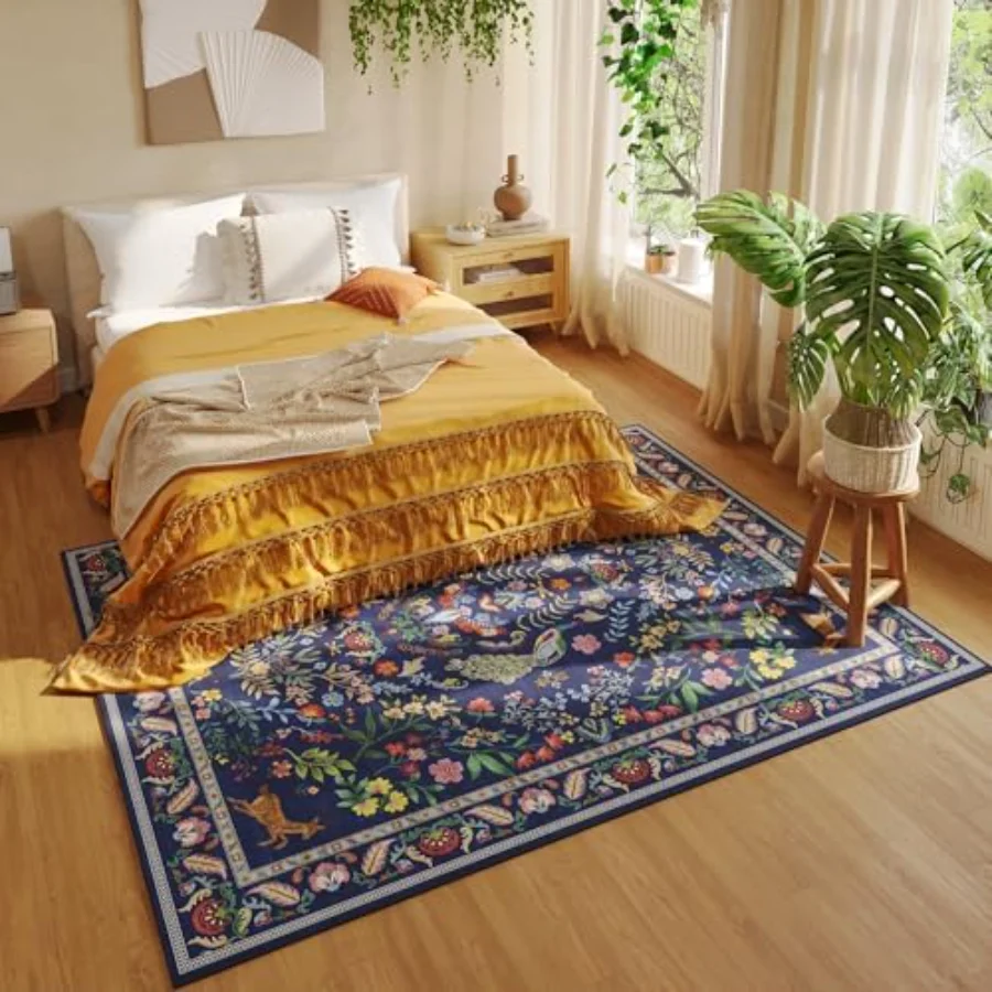 Floral Area Rug, Blue 4' × 6', view 4