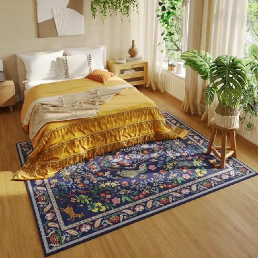 Floral Area Rug, Blue 8' × 10', view 4