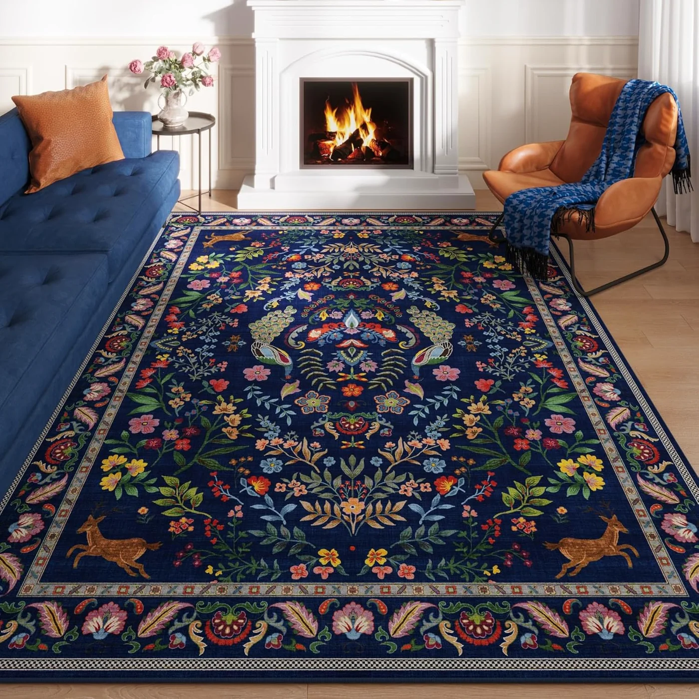 Floral Runner, Blue 2'7" × 8'