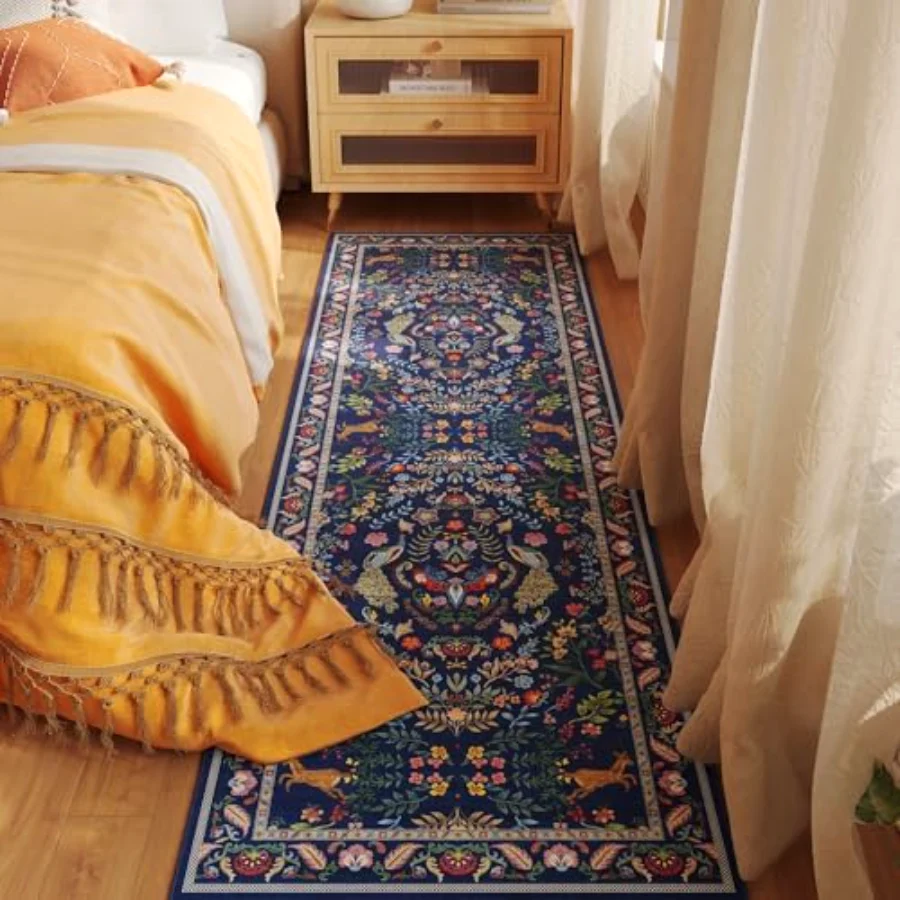 Floral Runner, Blue 2'7" × 8', view 4