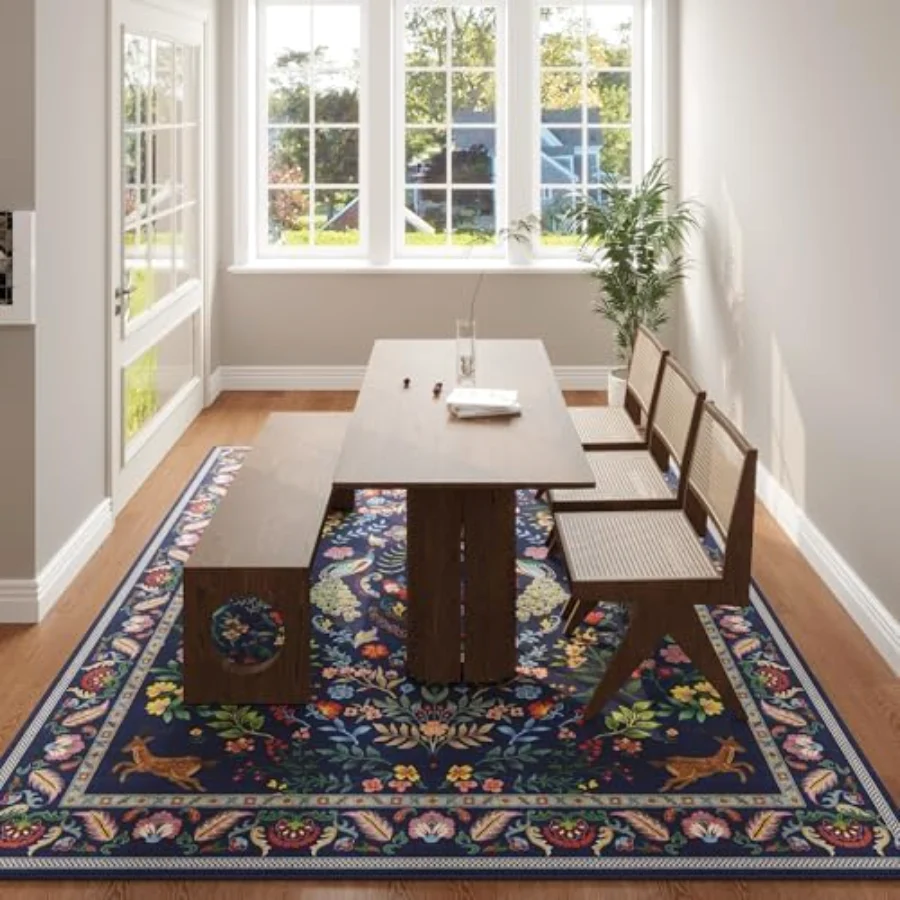 Floral Area Rug, Blue 3' × 5', view 6