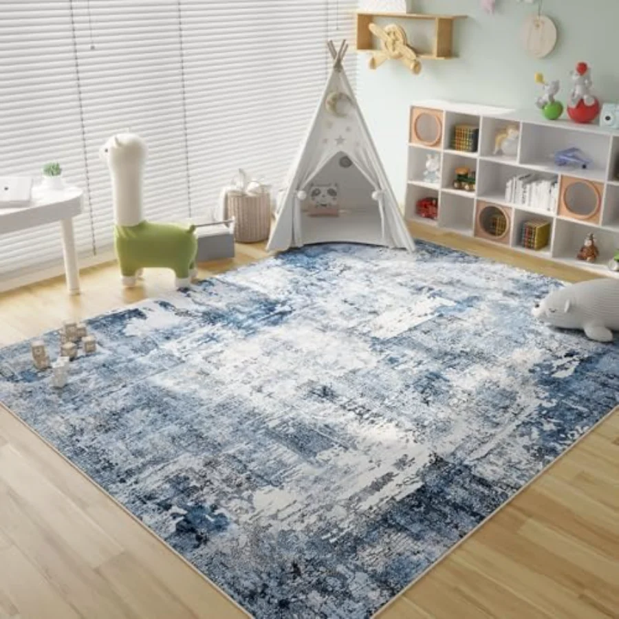 Abstract Area Rug, Blue 9' × 12', view 2