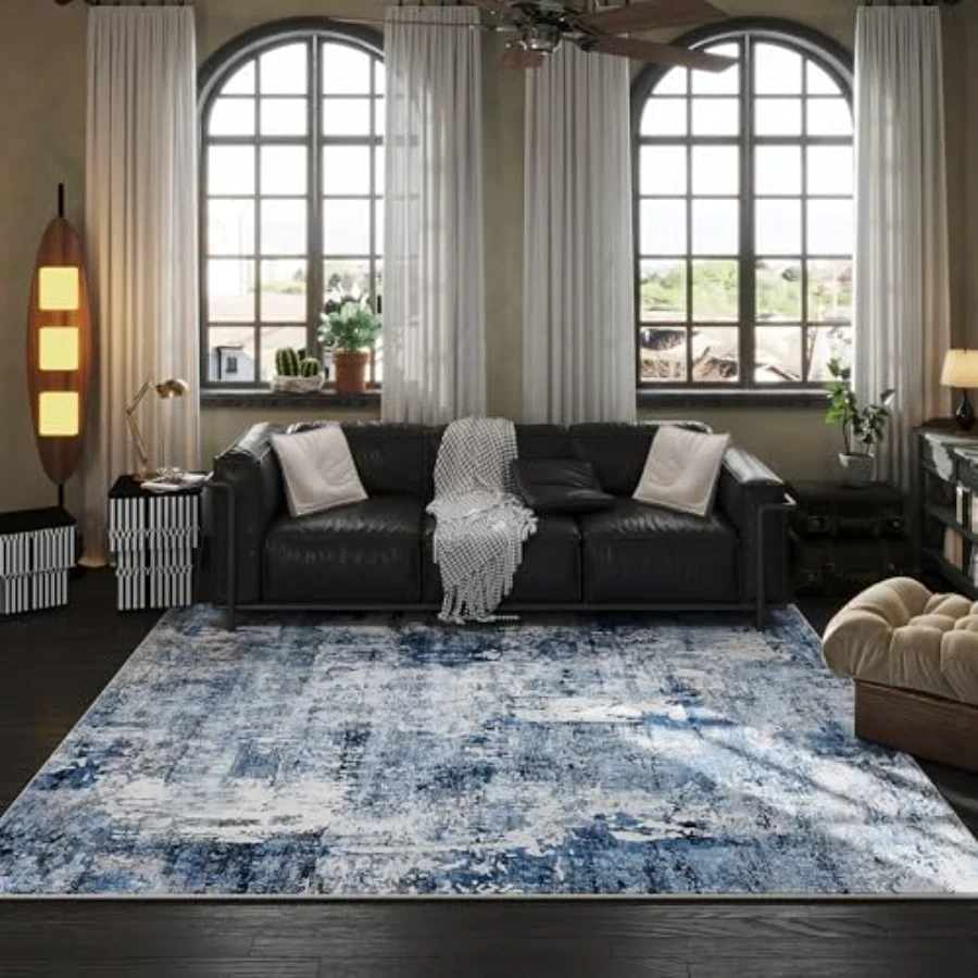 Abstract Area Rug, Blue 9' × 12', view 4