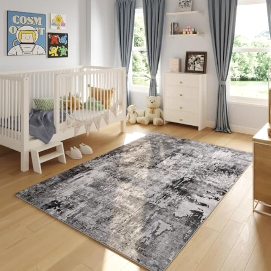 Abstract Area Rug, Grey 9' × 12', view 5