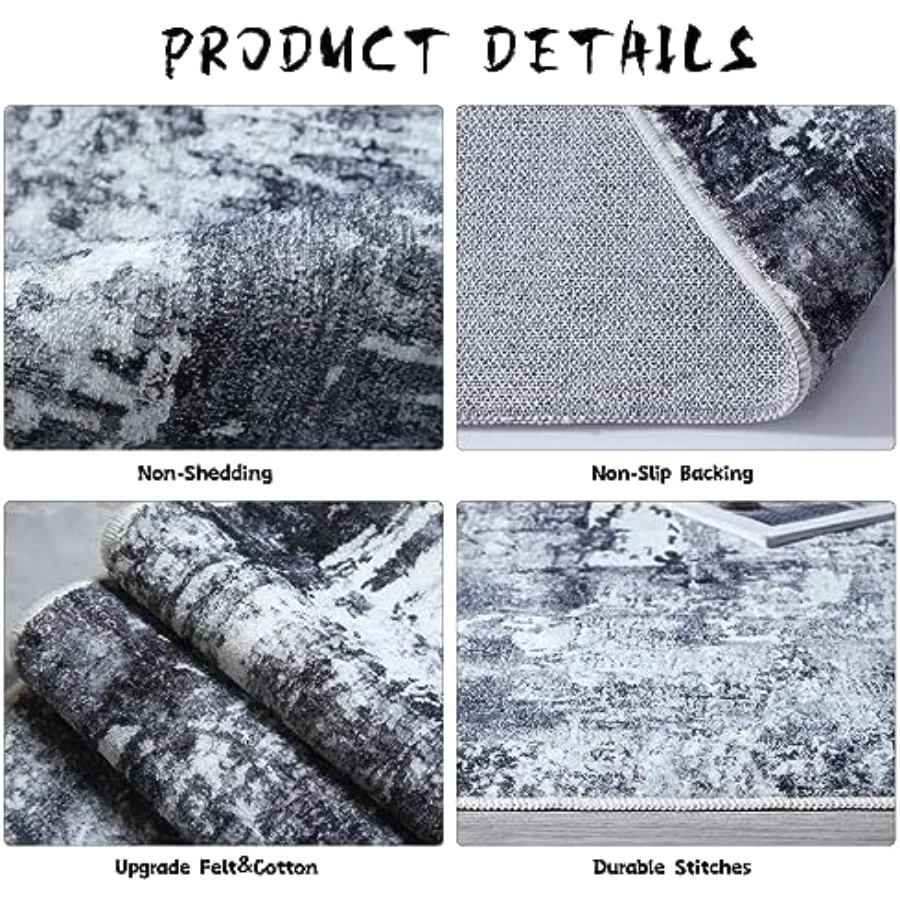 Abstract Area Rug, Grey 9' × 12', view 6